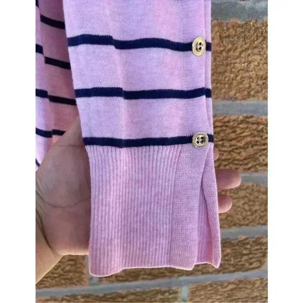 LILLY PULITZER Melenie "Cool-Max" Sweater in Heathered Pink Tropics Stripe Large - Picture 4 of 7